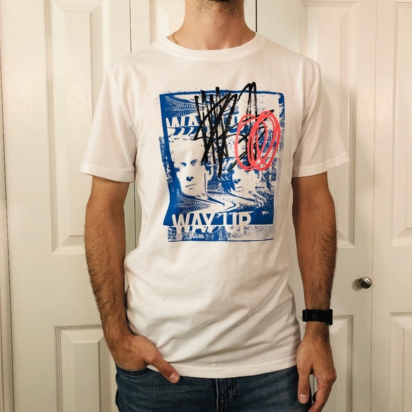 Original Use Other - Way Up White Blue Crewneck Graphic Tee T-Shirt S